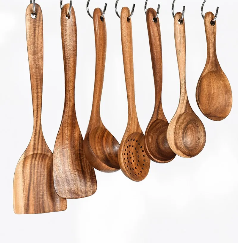 natural teak wood utensils