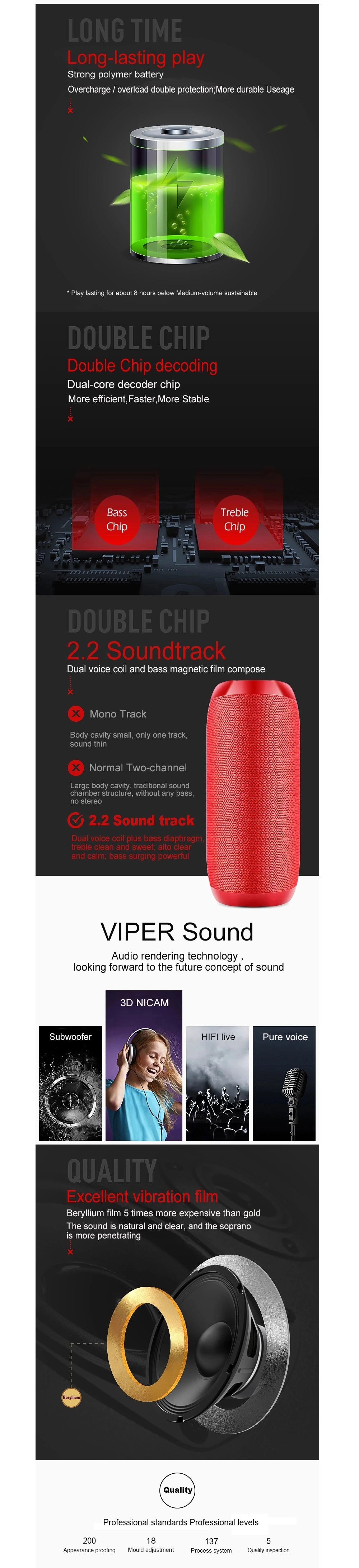 Factory directly sales TG117 USB Player Waterproof Bluetooths Speaker Super Bass - ANKUX.COM