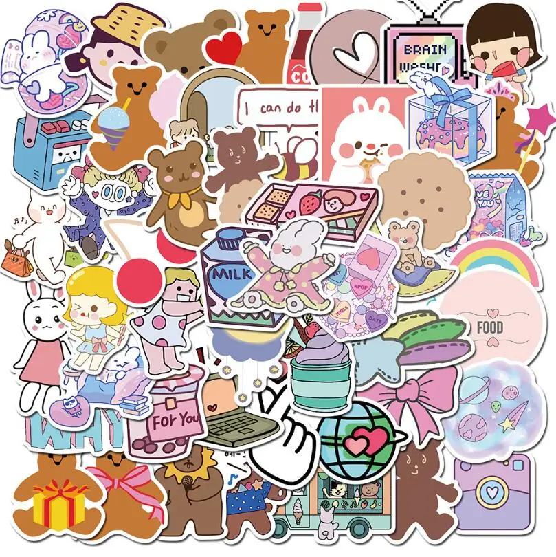 Zy0031c 50 Ins Cartoon Cute Girls Stickers Suitcases Laptop Helmet ...