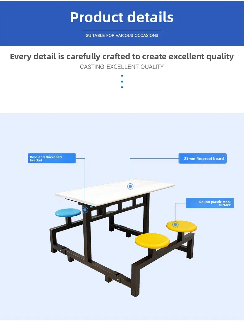 product modern square 4 6 person stainless steel foldable eco friendly school canteen dining table chairs set home hotel kitchen wood-8