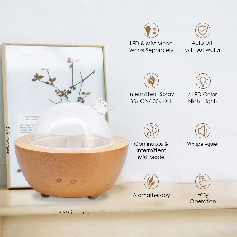 Glass Dome Air Humidifier and essential oil diffuser Best for Meditation and concetration