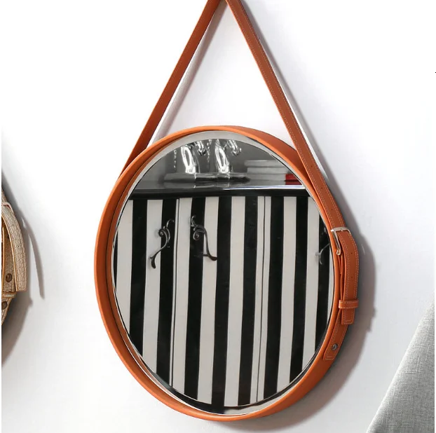 Espejo Decorativo De Cuero Pu Para Colgar En La Pared,Espejos Para