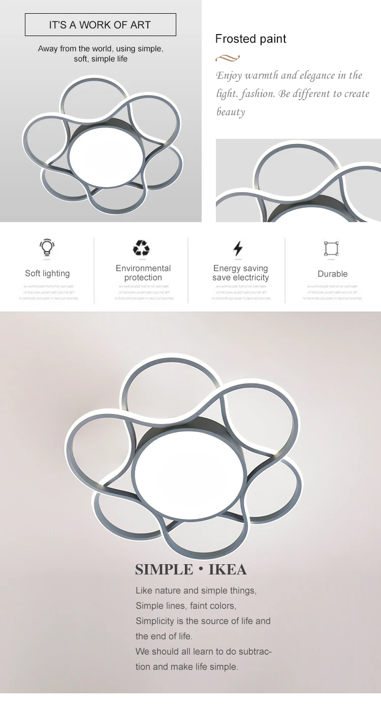 New design modern flower decoration surface mounted dimmable led ceiling lamp