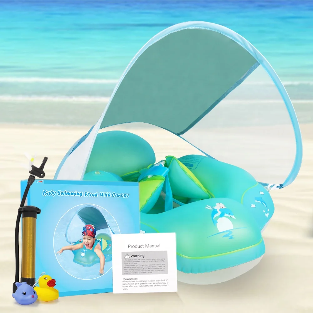Baby Float Lying Swimming Rings For Pool With Sun Protection Canopy Add