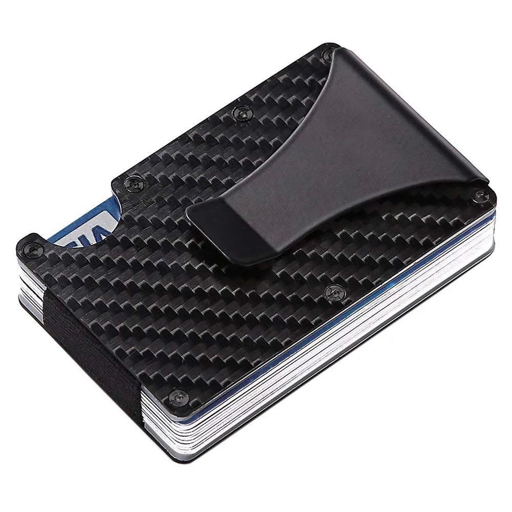 Minimalist Carbon Fibre Mens Wallet Slim Wallet & Rfid Blocking Front