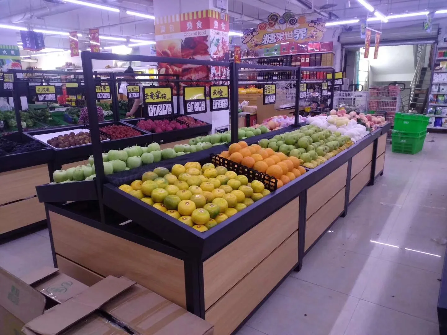 Supermercado De Madera De Diseño Moderno Góndolas Para Frutas Y