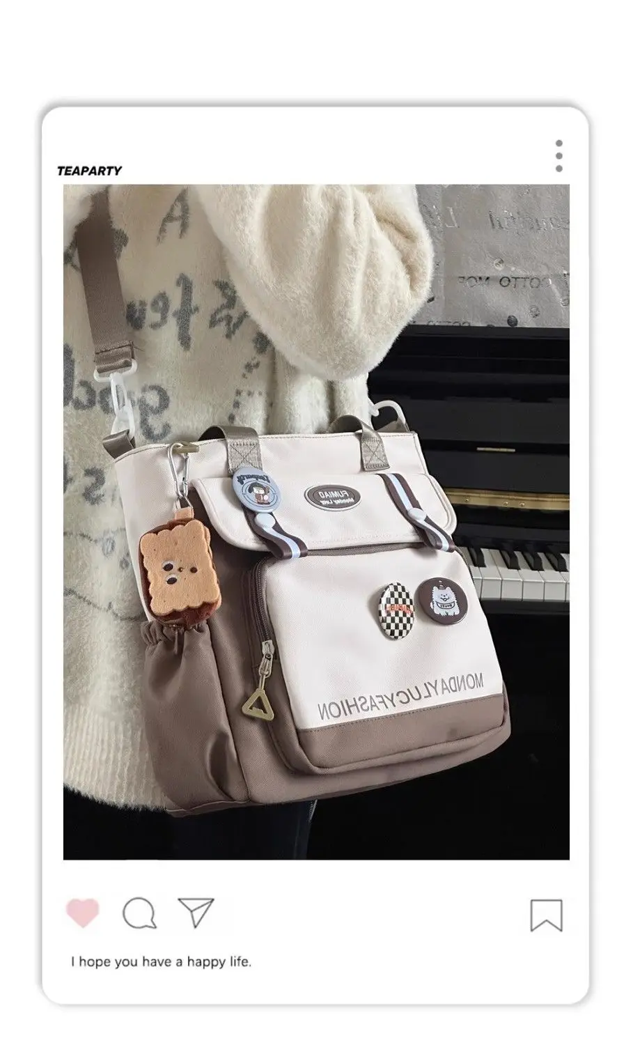 Japanese Style Large Capacity All-Match Portable Women's Single Shoulder Crossbody Bag Zipper Instagram Fashion Tutor Tote