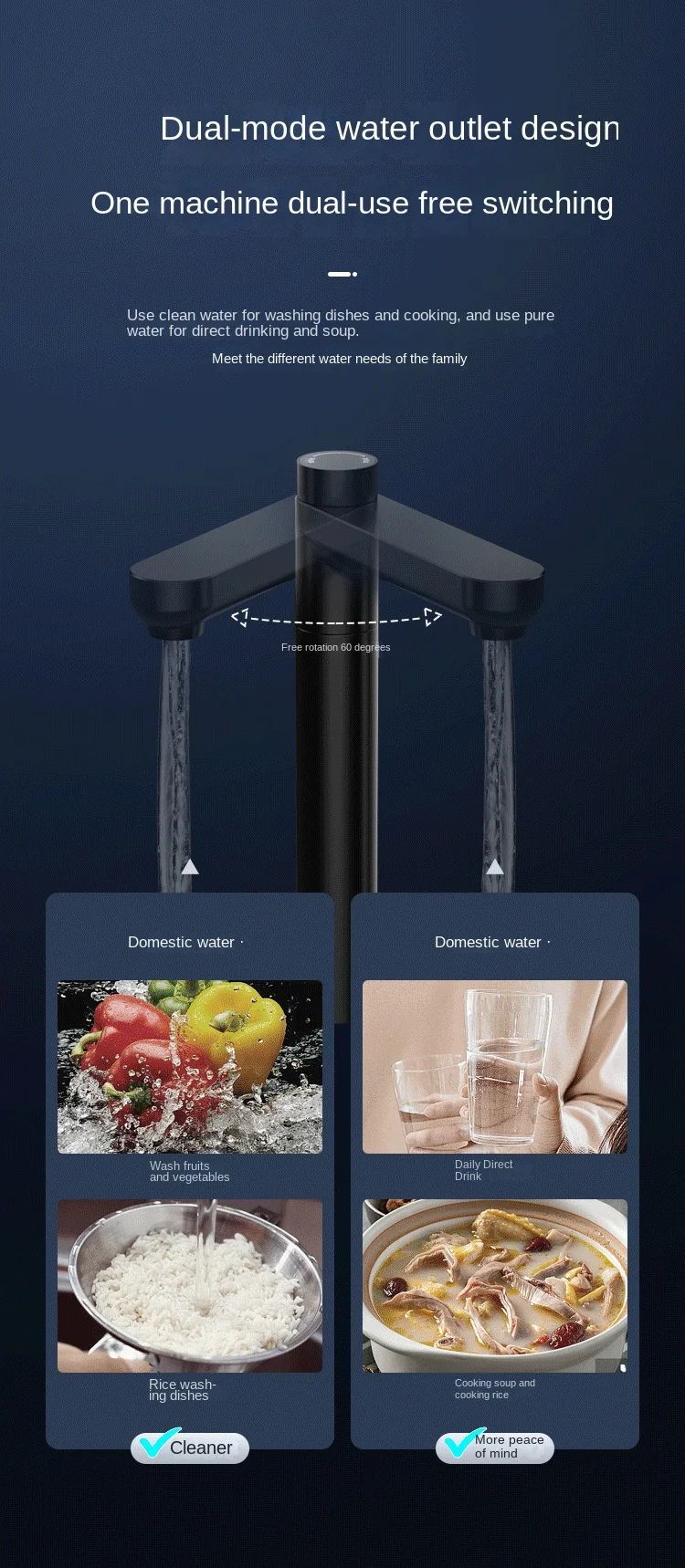 Direct Household RO Reverse Osmosis Water Filter System Large Flow Non-Barrel Kitchen Tap Water Purifier Descaling Filter Water