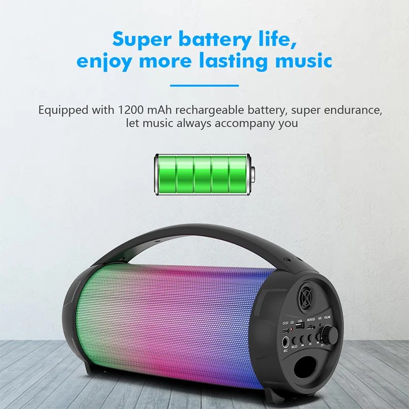 Wireless Bluetooth Speaker Outdoor Portable Bazooka Speakers LED Light Audio Party Player Subwoofer Boombox Bocinas Bluetooth - ANKUX Tech Co., Ltd