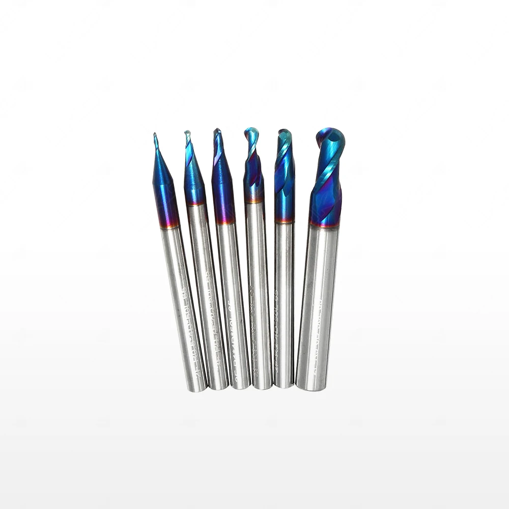 High Speed 2 Flutes Nano Coating Spherical End Mill Cutters For
