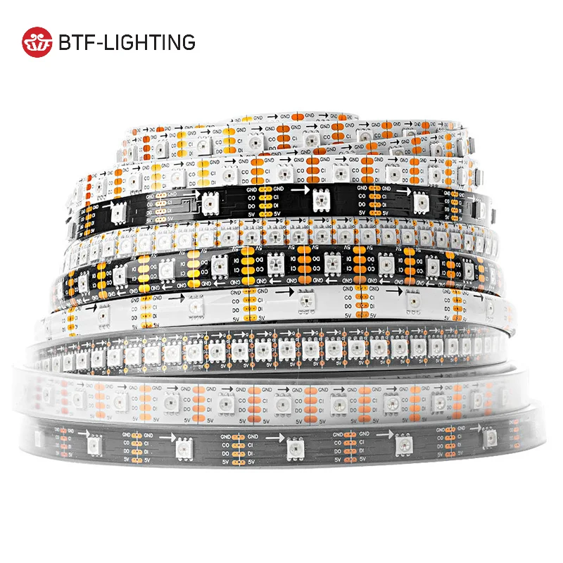 DC5V 4pin 1m 5m Waterproof SK9822 ( Similar to APA102 )  30 60 144 leds rgb led strip light