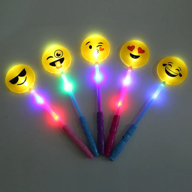 Smile Face Stick Light Up Flashing Emotional Wands Glowing Stick