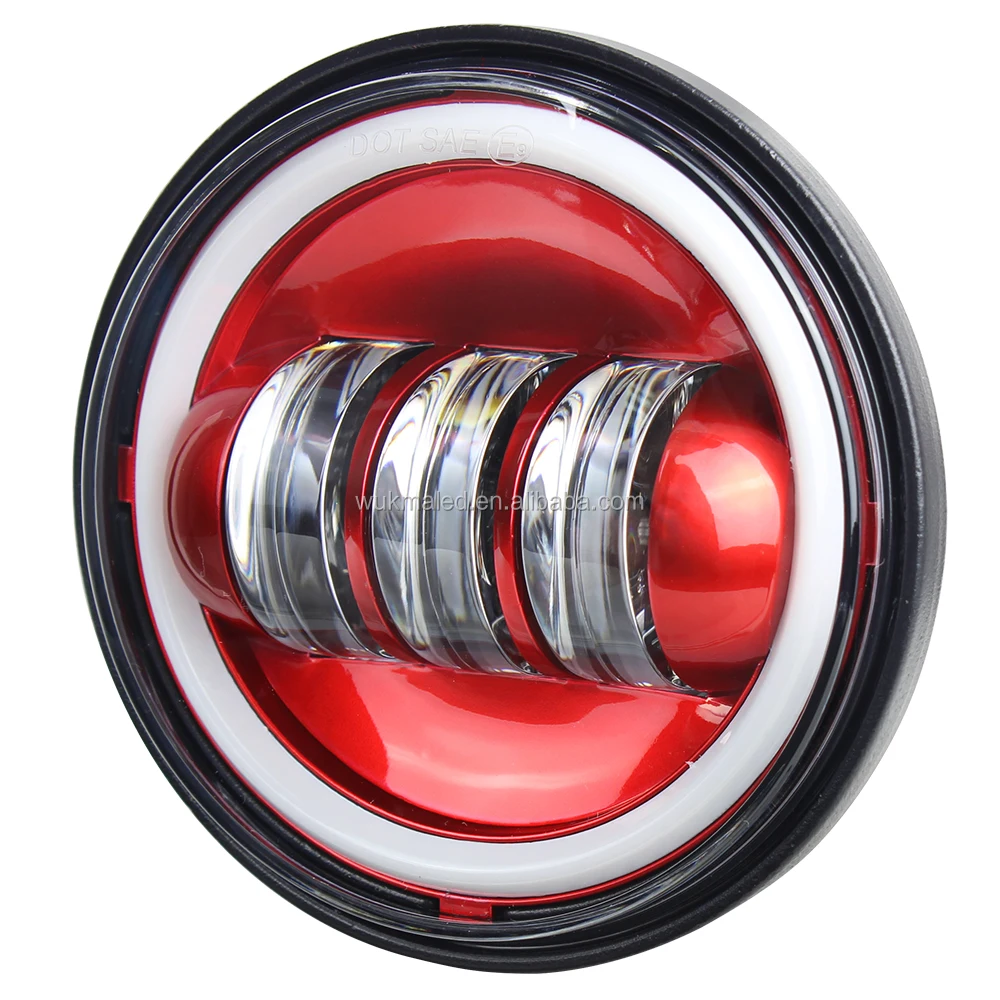 4.5 Inch 4 1/2" LED Spot Fog Passing Light Projector Lamp Red Halo for Motorcycle