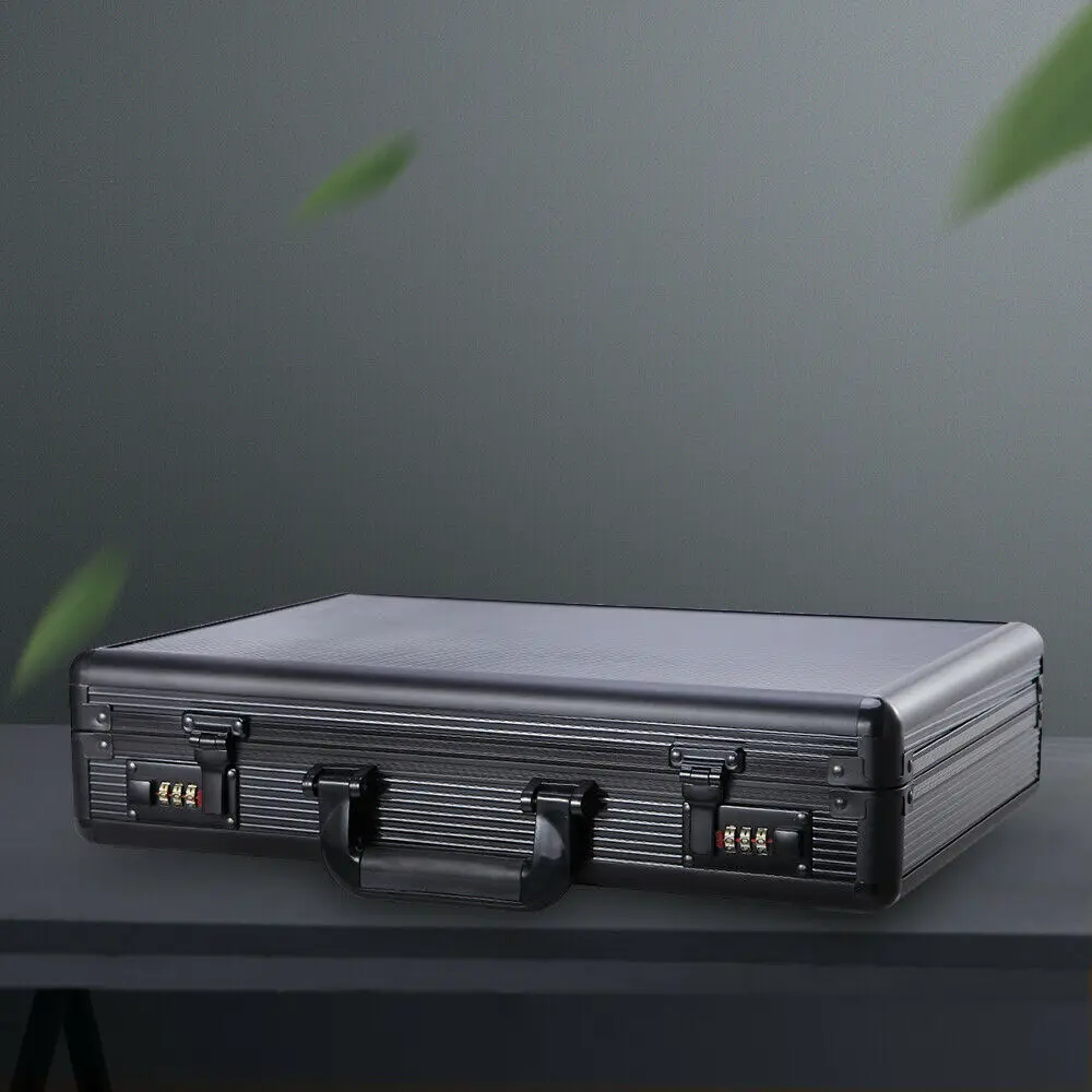 Aluminum Alloy Hard Briefcase With Diy Cut Out Foam Black Hard Case