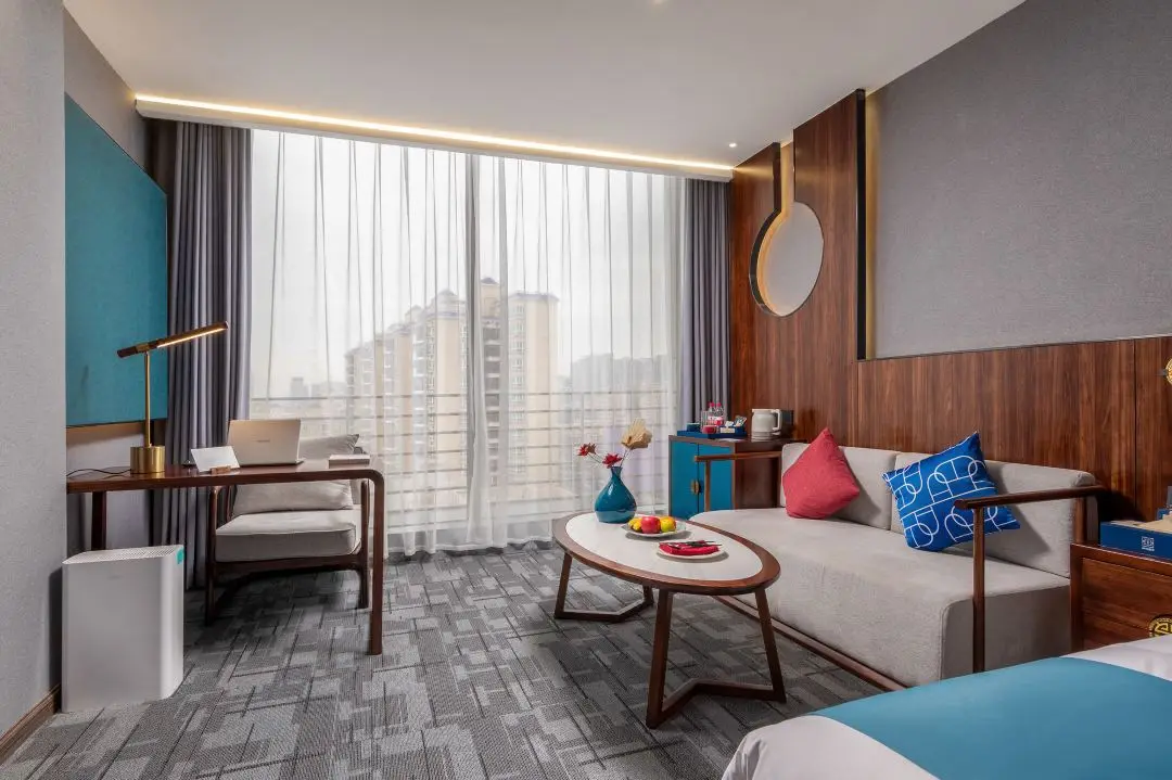 Modern Design Hotel Room Furniture Set King Size Bed Wooden Headboard