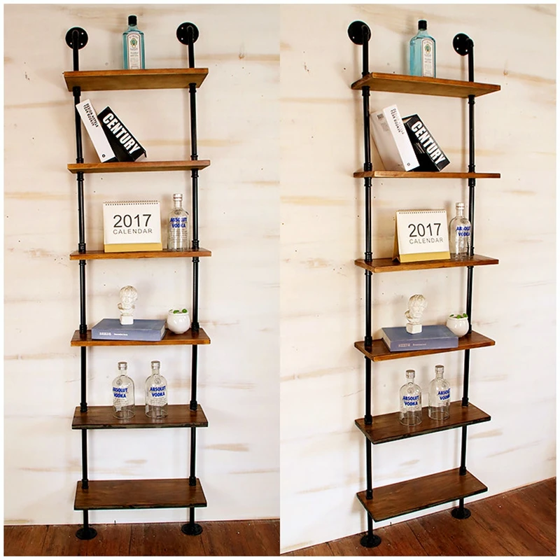Industrial Retro Black Ceiling Mounted Shelf Open Bookshelf Hanging