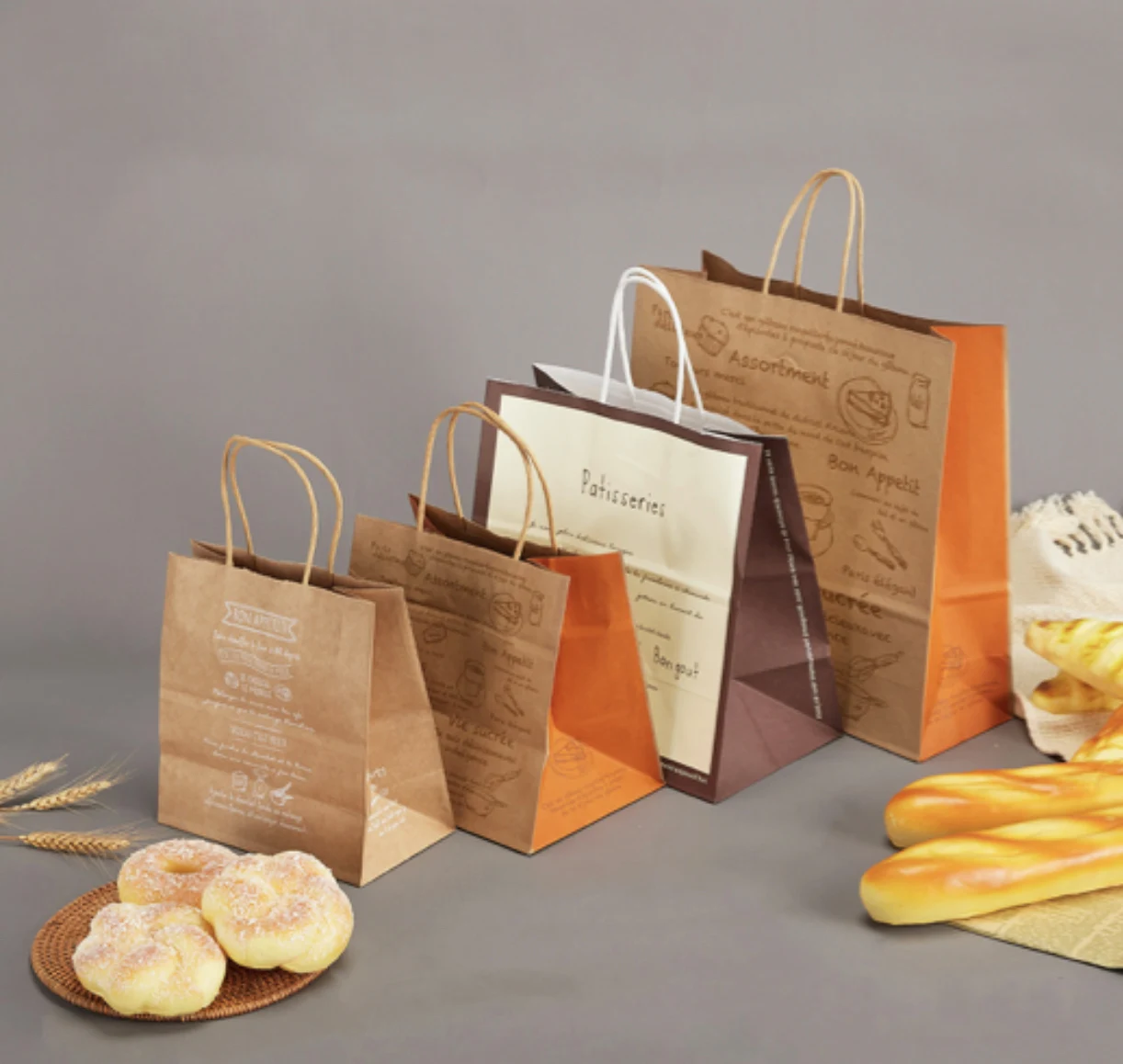 定制带扭曲纸柄的快餐袋,价格便宜的防水牛皮纸袋 - buy cheap kraft