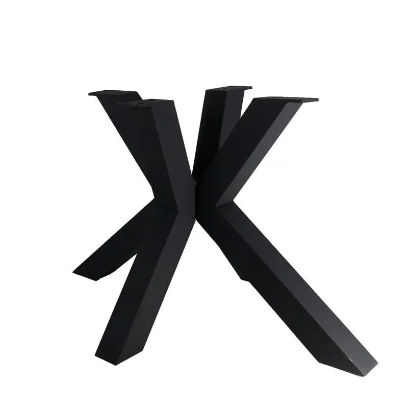 Modern Furniture Detachable Dining Table Black Steel Legs Cafe Table
