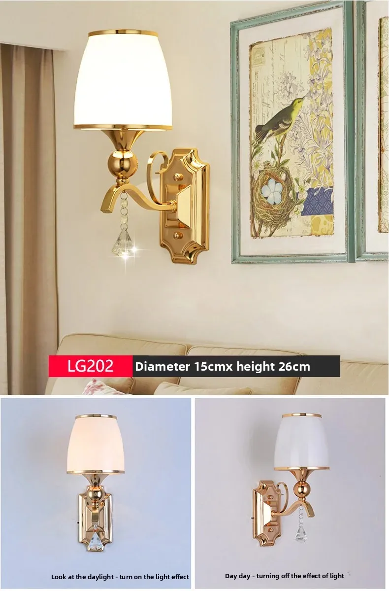 product modern simple led bedroom lamp golden iron body wall lamp for living room tv wall aisle staircase balcony bedside-17