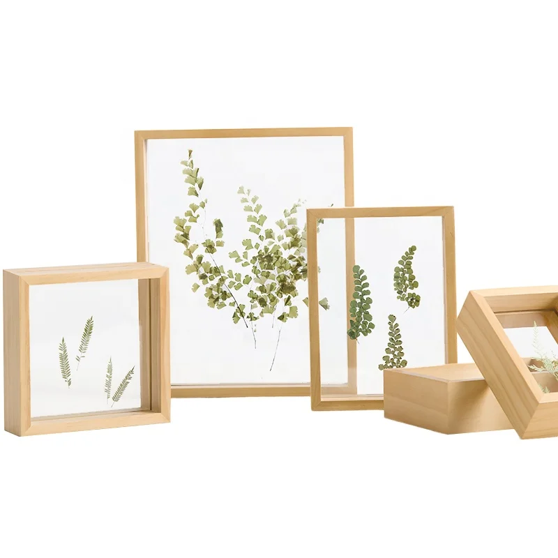 High Quality Custom 4x6 Natural Wood Double Glass Sided Floating Glass Frames Buy Glass Photo Frames Double Sided Glass Float Frame Hanging Glass Frame Product On Alibaba Com