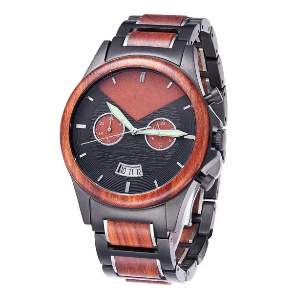 Wholesale Luxury Custom Engraved Wood Watches Men Stainless Steel