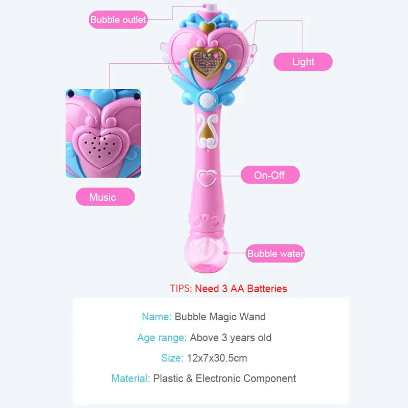 Novelty Electric Bubble Wands Making Machine Bubble Wand Toys Light Up