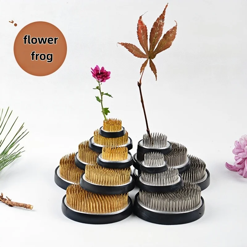 product custom japanese ikebana kenzan flower frog holder round floral arranging pin frog tool for flower decoration arrangement-1