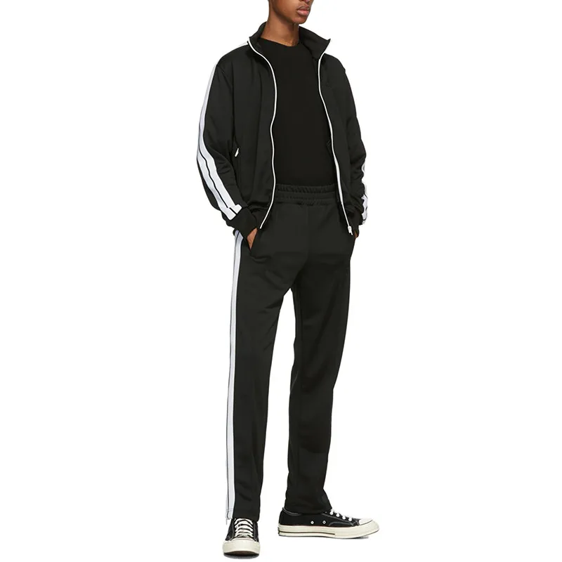 Custom logo sweatsuit sets casual sportswear men striped running wear training jogging wear