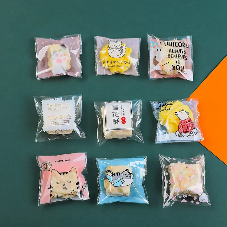 Custom Printed mini size Food Cookie Candy Biscuits Bread Packaging Plastic OPP Bag surface printing custom logo plastic opp bag details