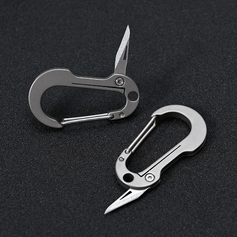 Outdoor Survival Titanium Alloy Key Carabiner Lightweight Multi-Function Camping Tool Knife Steel Material for Tours Outdoor