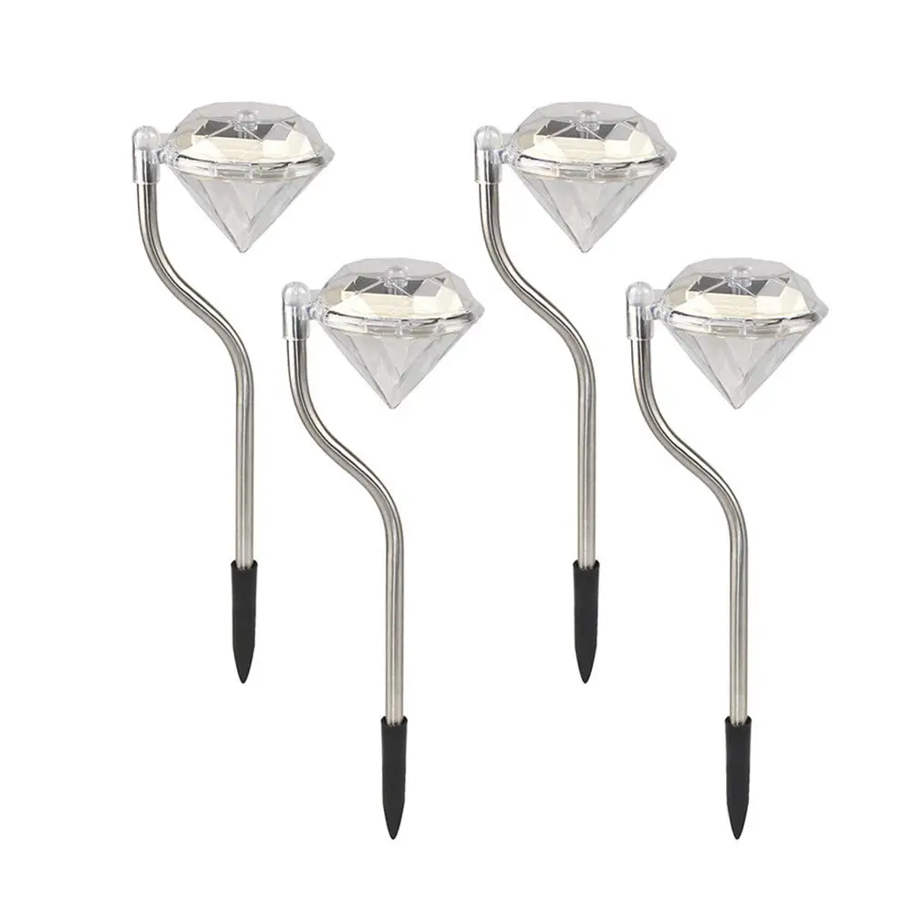 replacement Christmas Halloween diamond shape stainless steel outdoor led garden solar stake light for path