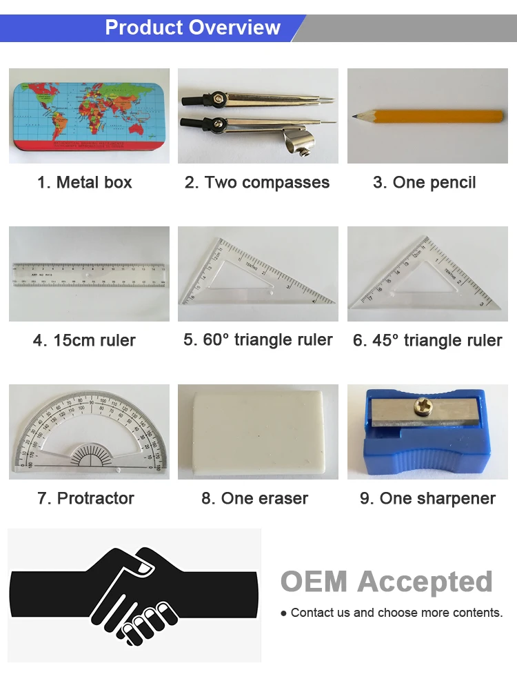 Custom Metal Math Geometry Compass Set