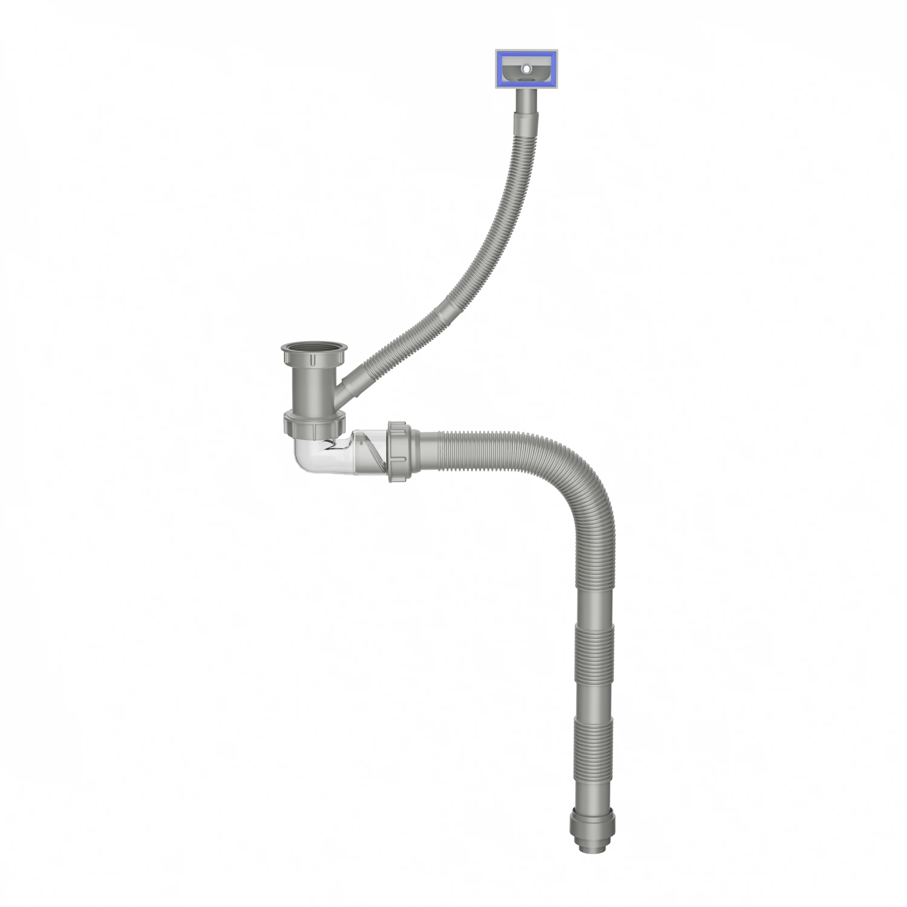  50mm waste pipe fittings kitchen sink drain pipe for double bowl  with pp expandable tubular drain tubing pipe-1