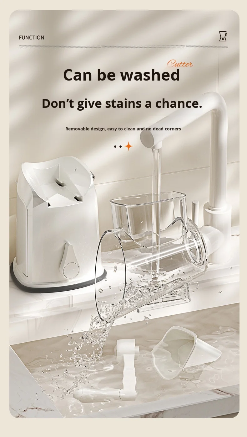 Multifunctional PP Drum Vegetable Slicer Hand-Cranked Fruit/Vegetable Tool with Multiple Blade Heads Safe Usage