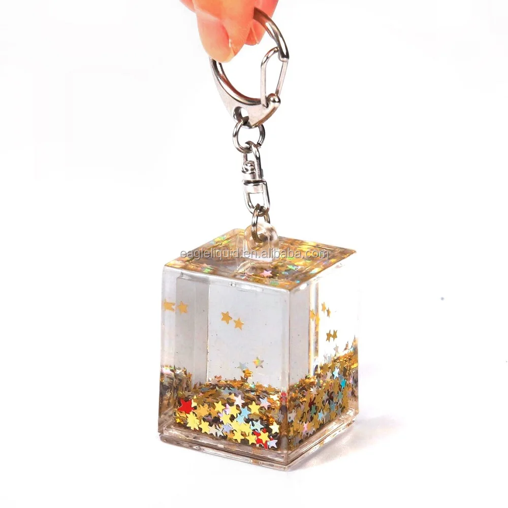 Oem Fashion Liquid Floating Key Ring Custom Acrylic Water Float