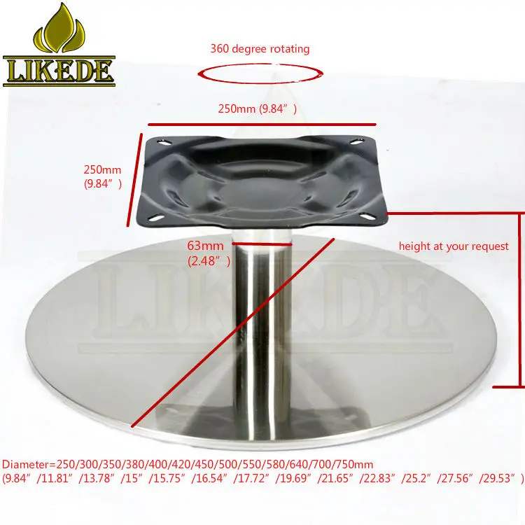 Metal Rolling Chair Base Stainless Steel Round Chair Base Flat Swivel