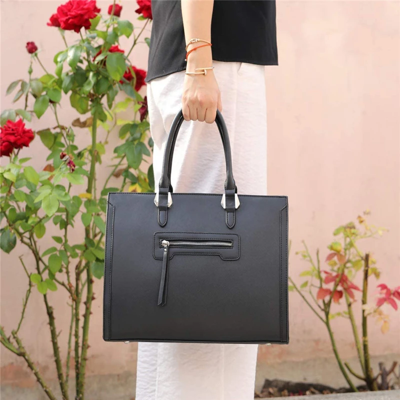 Large Woman Handbag Rigid PU Leather Tote Bag Elegant City Work Bag With Multiple Pockets Large Capacity Shoulder Shopper bag