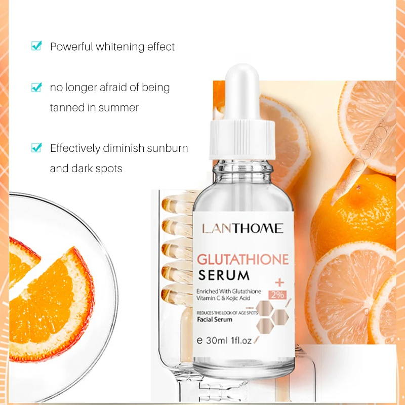 Kojic Acid Skincare Glutathione Serum Skin Whitening Facial Serum for Dark Spots Remover