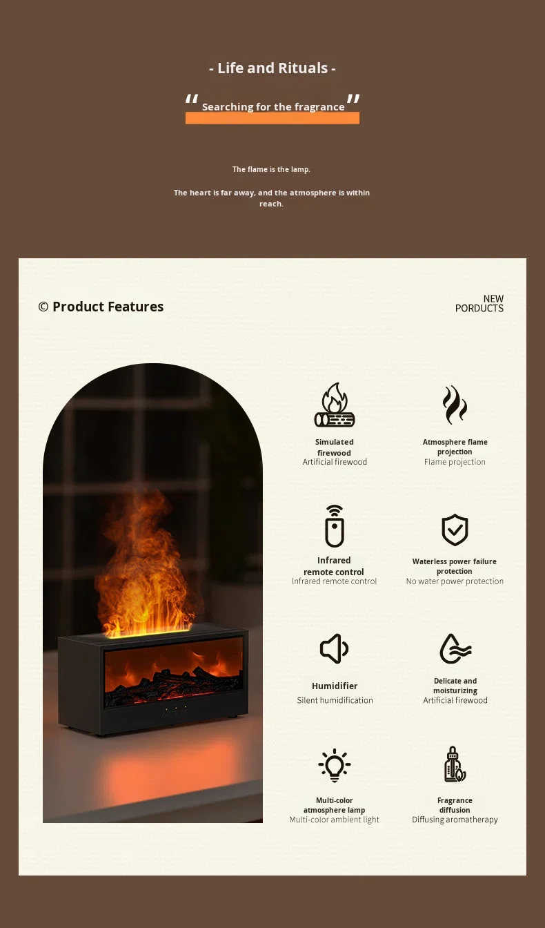 3D simulated fireplace aroma diffuser