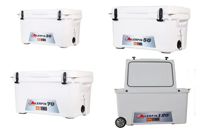 Factory Commercial Fishing Ice Chest Cooler,120l Ice Box For Live Fish Transport With Wheels