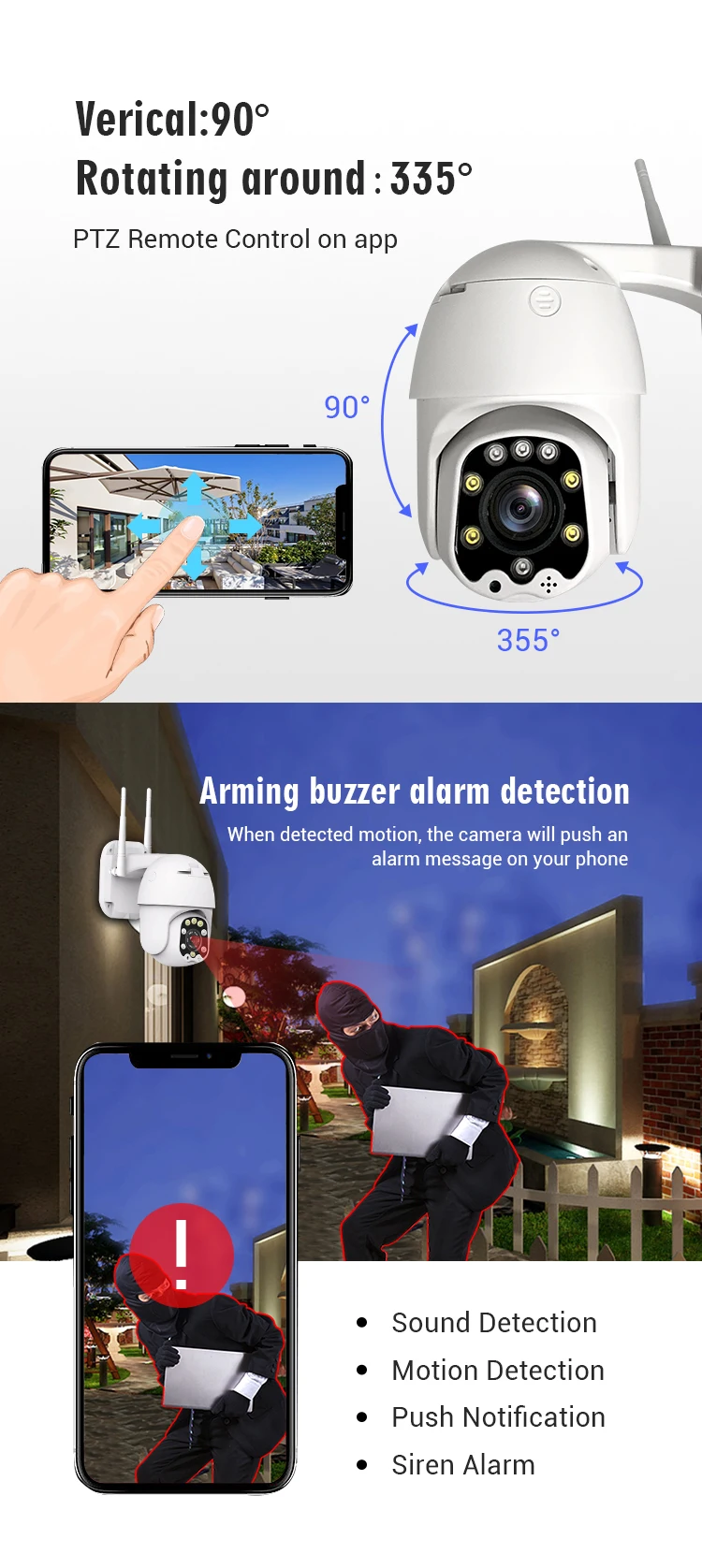 Best smart home CCTV wireless security camera system PTZ wifi ip camera outdoor