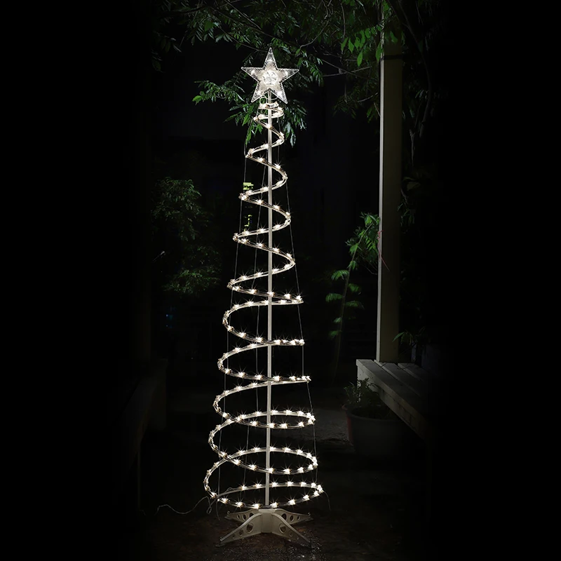 Stylish interior decorated Christmas tree lights, spiral tree lights
