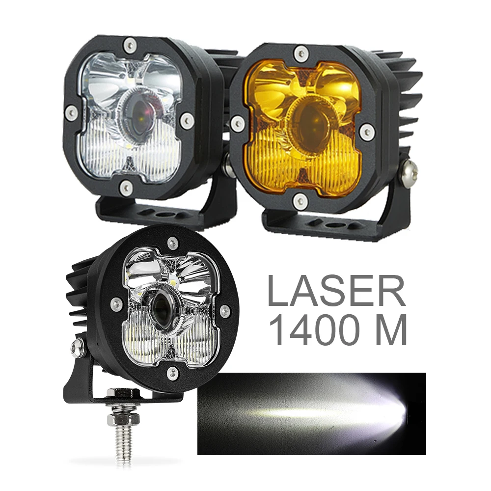 Ebay hot sale 50W 1lux@1400m 12000lm Square Round 3inch Truck Offroad 4x4 Mini Led Os ram Laser Driving Lights
