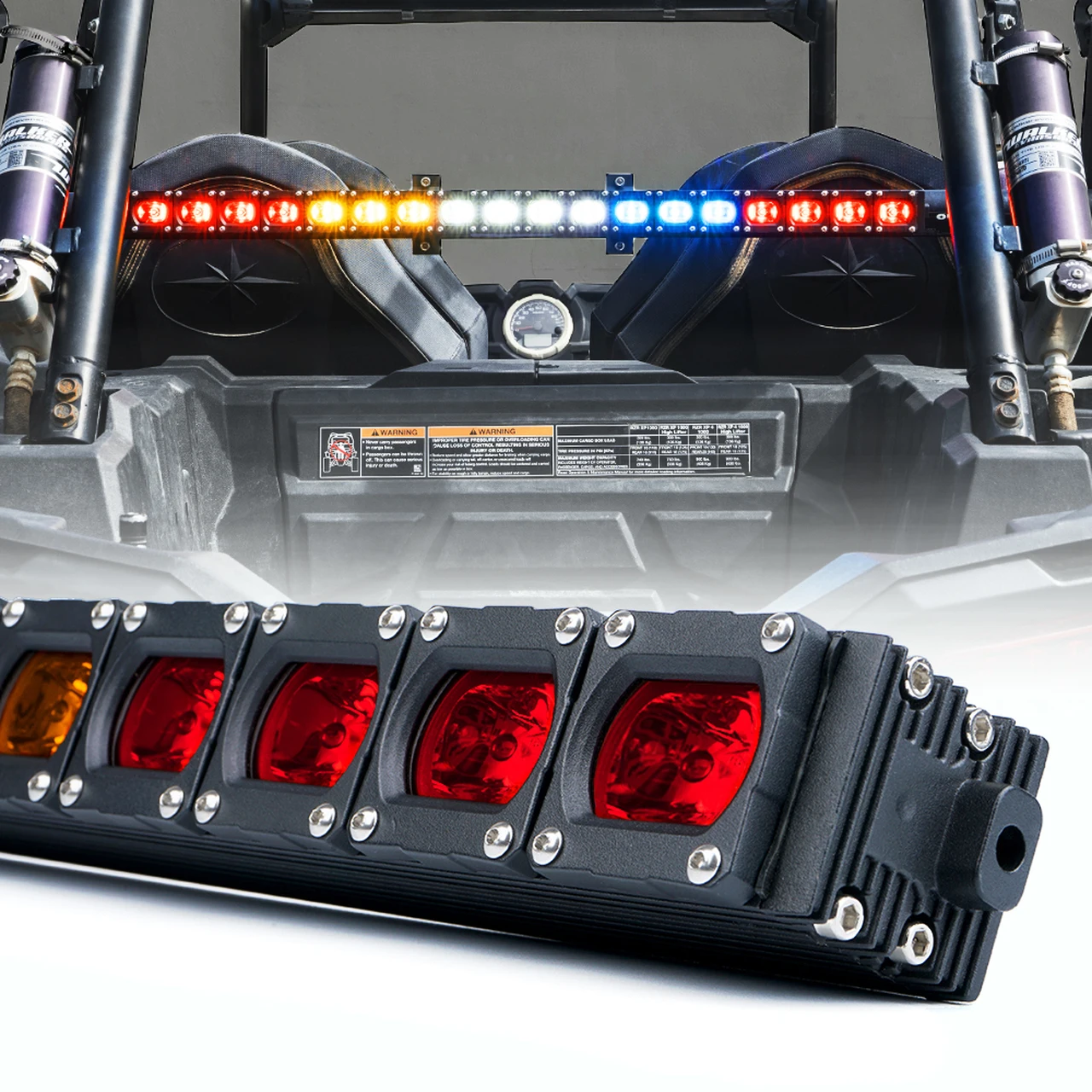 UTV offroad chase LED strobe light bar with Brake,Turn Signal,Reverse Light for utvs atv cam am maverick X3 polaris rzr utv