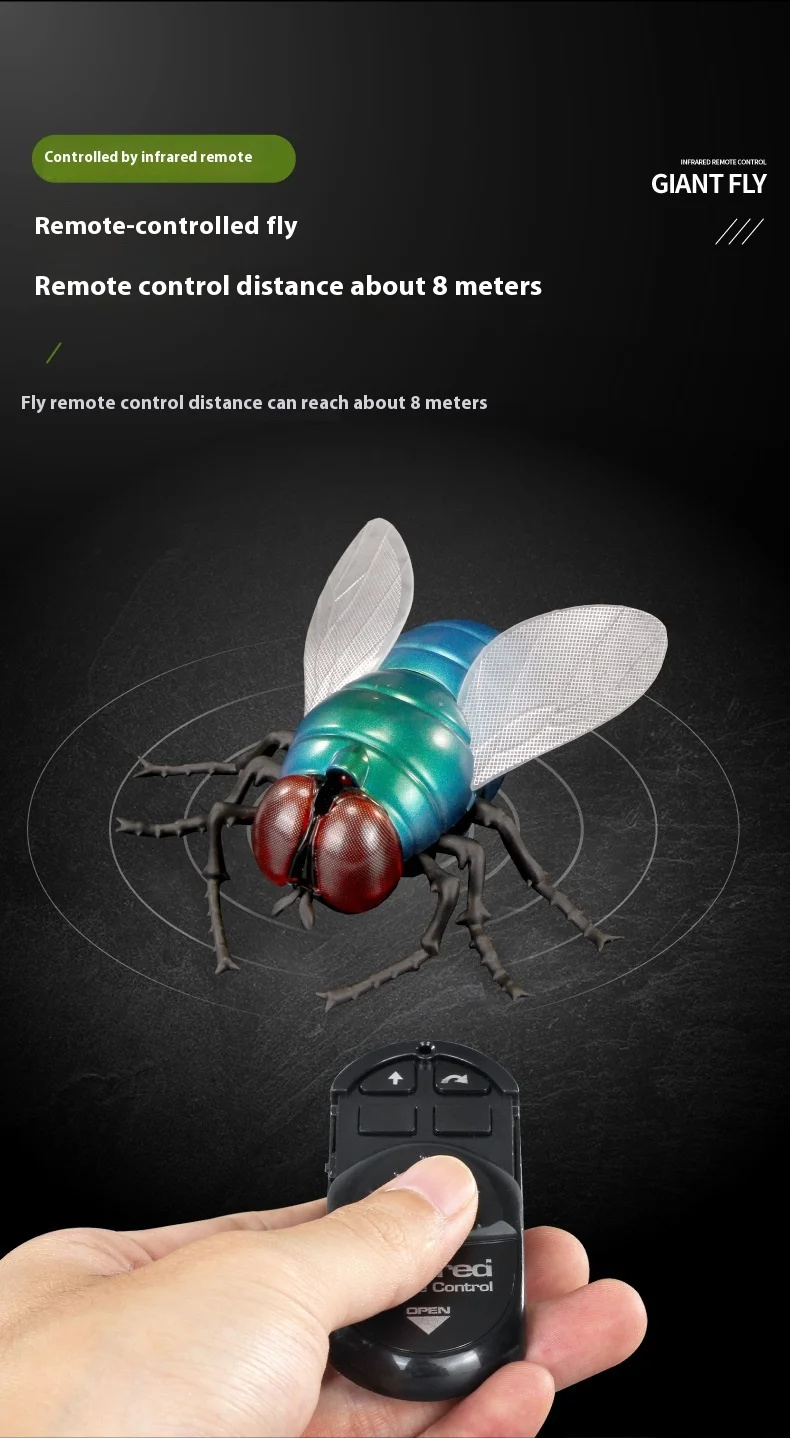 批发热卖创意人造昆虫塑料遥控苍蝇瓢虫红外遥控玩具儿童玩具