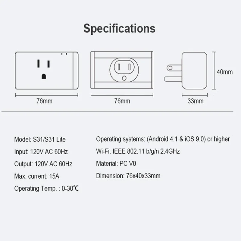 SONOFF S31 Lite US remote control smart plug wifi Smart Home Socket Wireless smart wifi plug Works With Alex Zigbee Version - ANKUX.COM