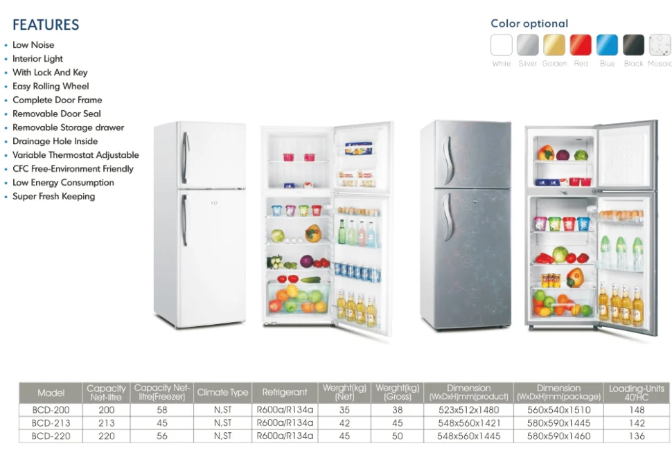 220l Double Door Refrigerator Top Freezer Bottom Fridge Standing Freezer Buy Double Door