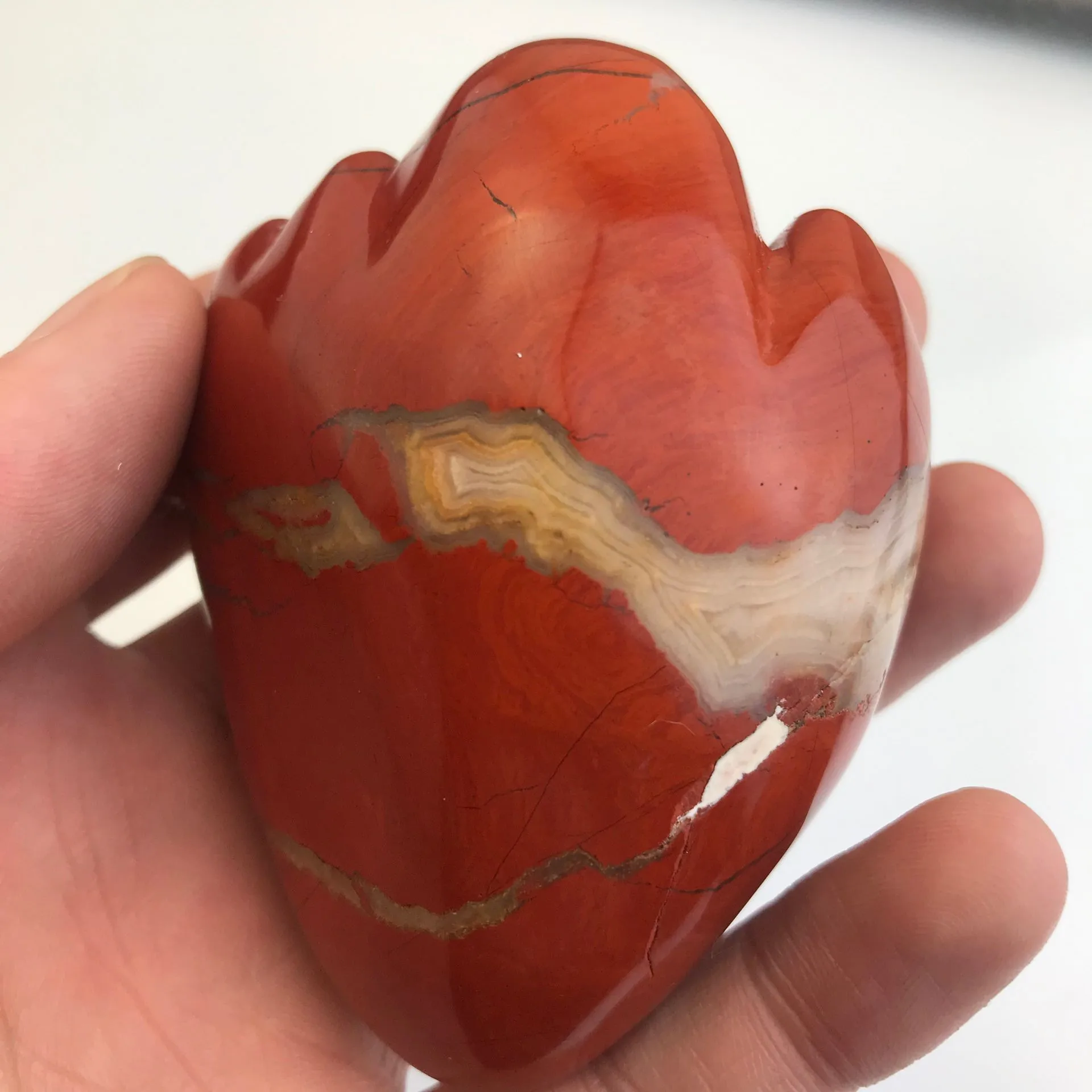 天然石英水晶红色碧玉心脏为动物心脏石头模型治疗愈合