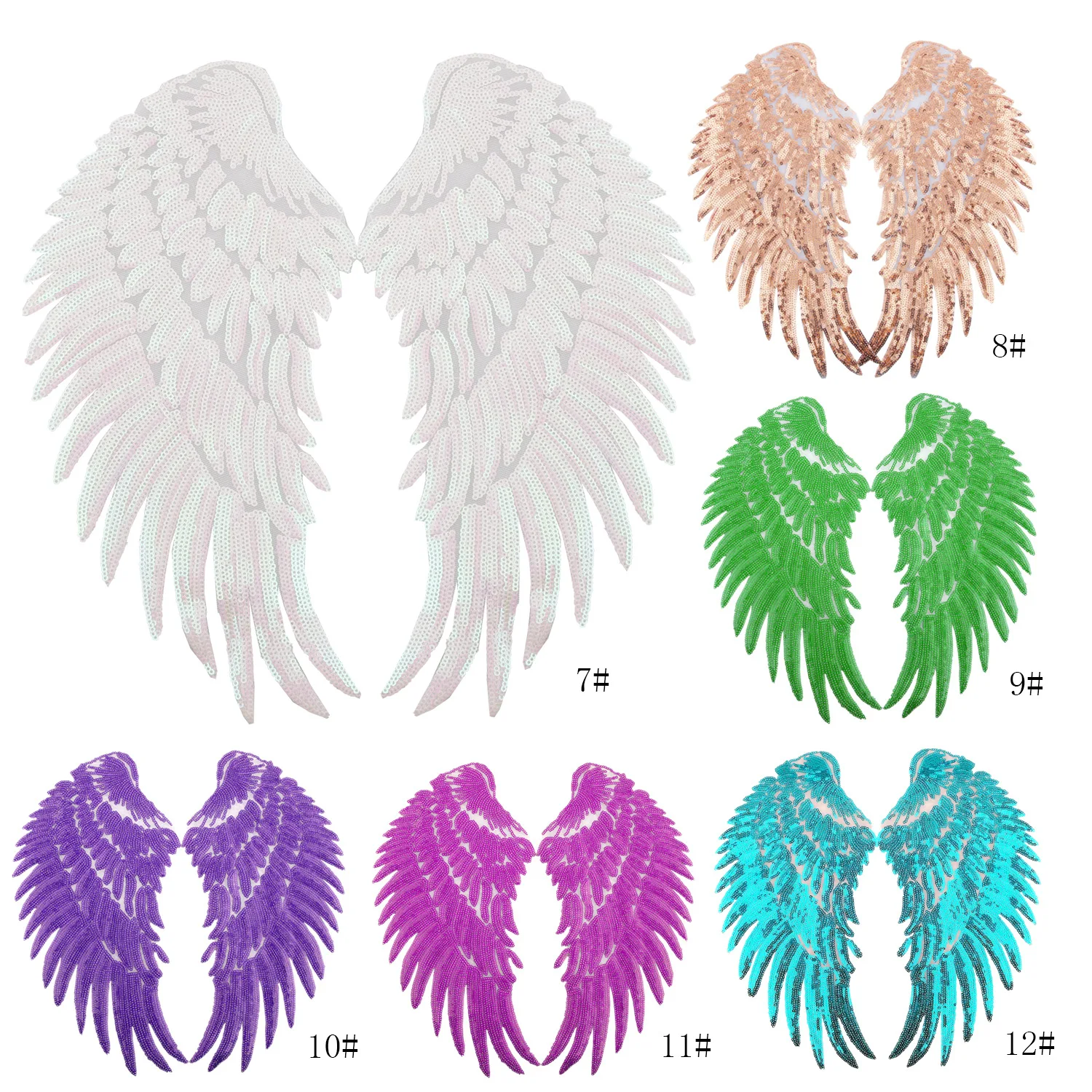 7# gugutree embroidery sequined big angel wings patch wing