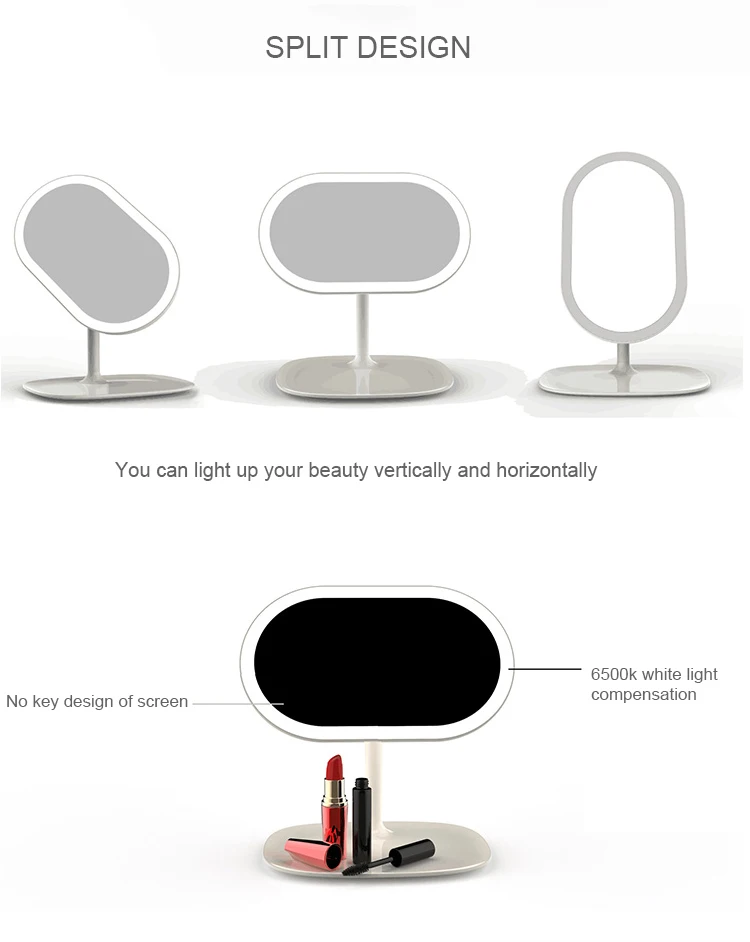 Hot Sell 360 Degree Rotating LED Lighting Table Lamps Usb Rechargeable Charger Touch Sensor Makeup Mirror